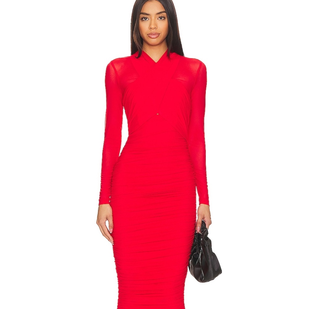 Bardot Aliyah Dress in Fire Red